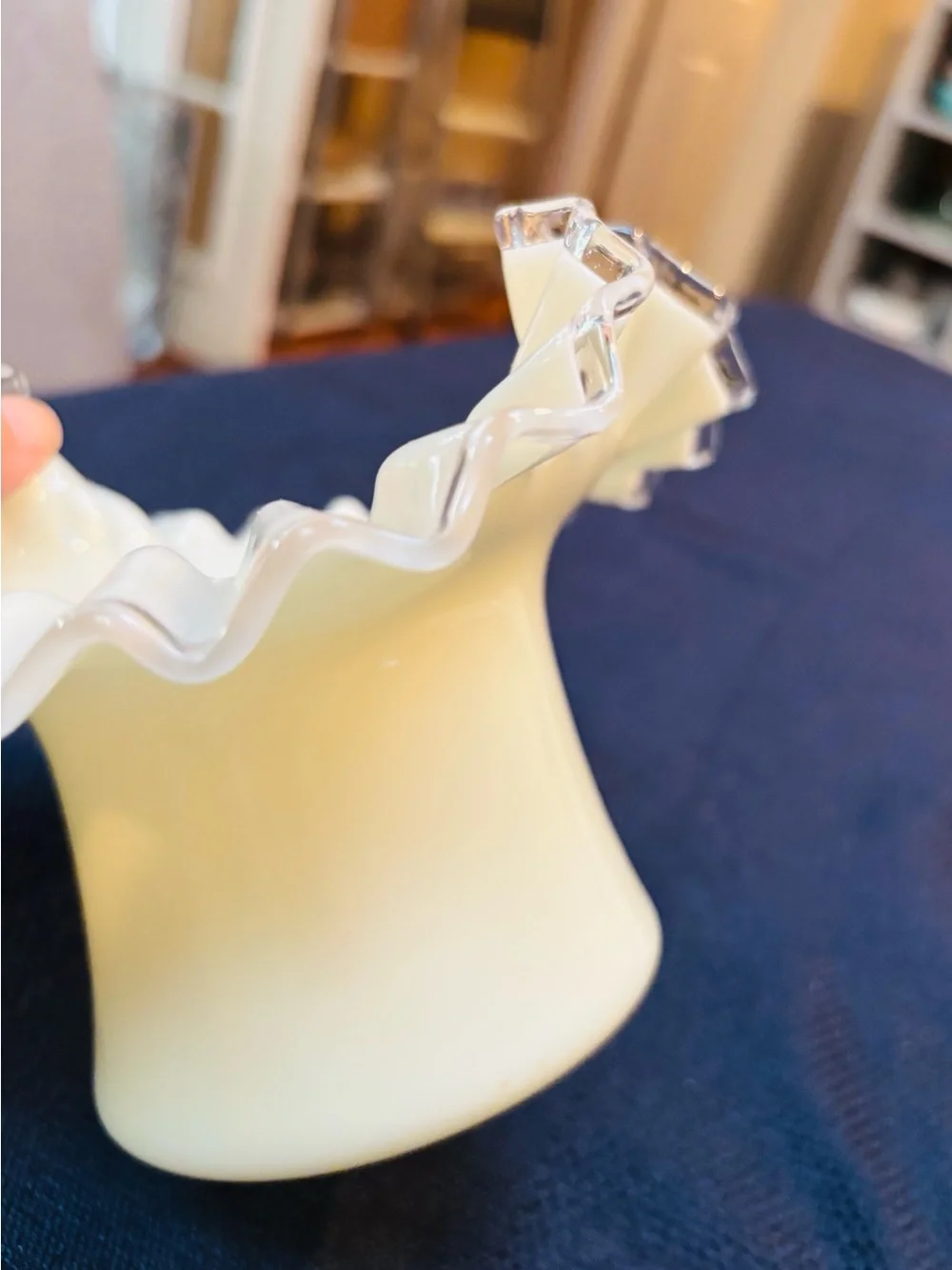Vintage Fenton Silvercrest Yellow Ruffled Glass Vase